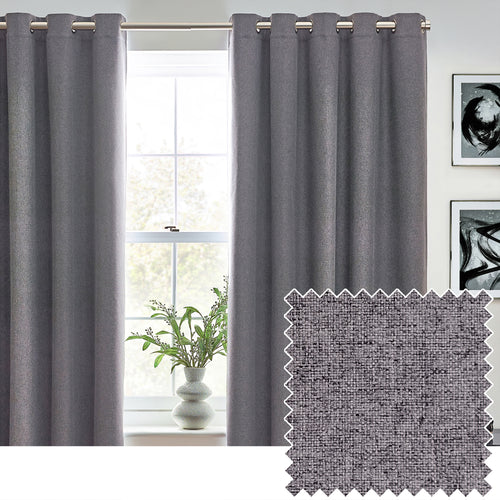 furn. Dawn 100% Blackout Thermal Eyelet Curtains in Charcoal