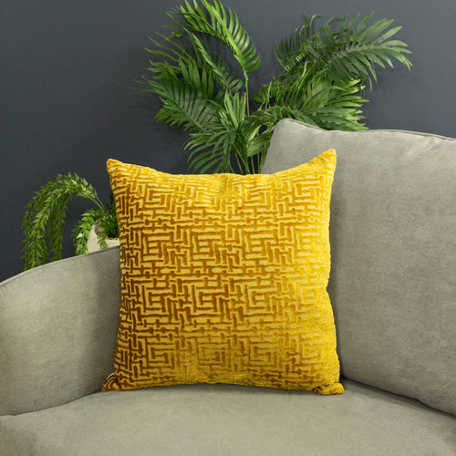 Paoletti Delphi Velvet Jacquard Cushion Cover in Gold