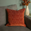 Paoletti Delphi Velvet Jacquard Cushion Cover in Rust
