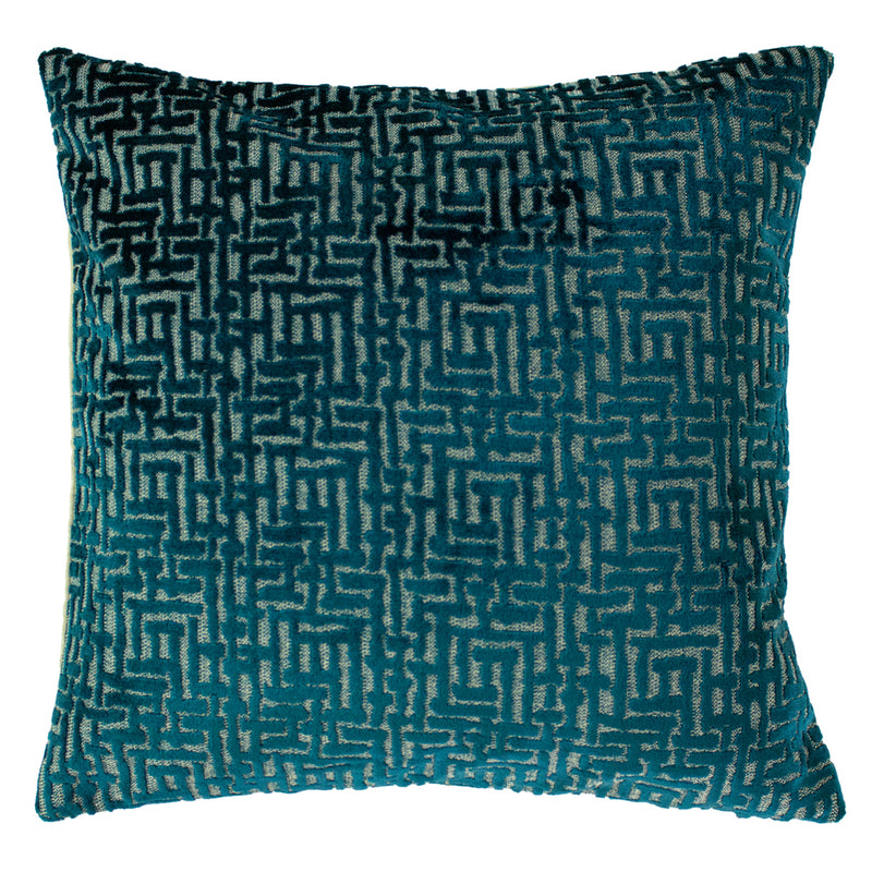 Paoletti Delphi Velvet Jacquard Cushion Cover in Teal