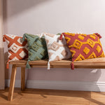 furn. Dharma Tufted Tasselled Cushion Cover in Brick