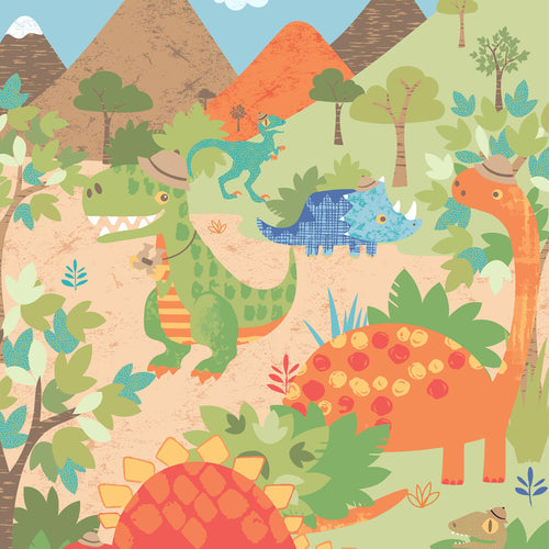 little furn. Dinosaur Kids Wall Art in Lime/Orange