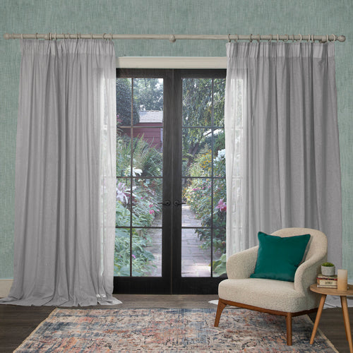 Voyage Maison Draper Sheer Pencil Pleat Curtains in Smoke