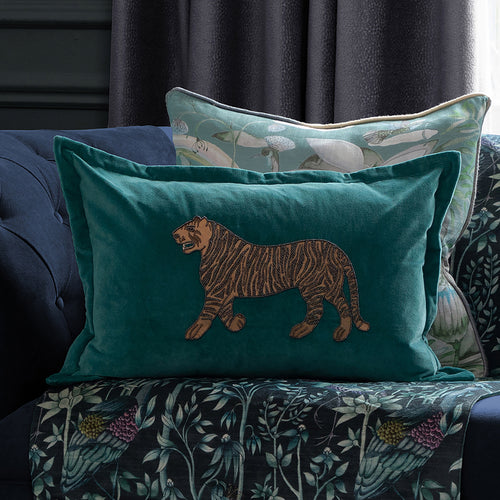 Voyage Maison Durga Embroidered Cushion Cover in Teal