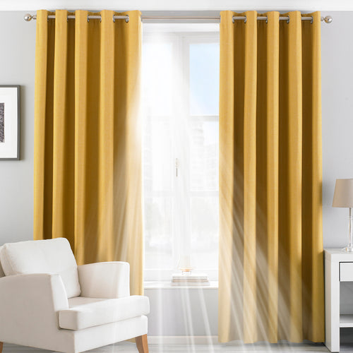 Essentials Twilight Thermal Blackout Eyelet Curtains in Ochre