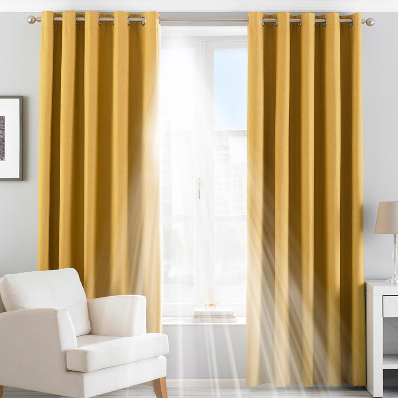 Twilight Thermal Blackout Eyelet Curtains Ochre