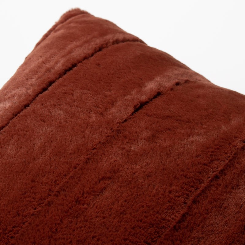 Paoletti Empress Faux Fur Cushion Cover in Rust