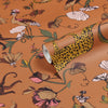 furn. Exotic Wildlings Wallpaper Sample in Warm Sienna