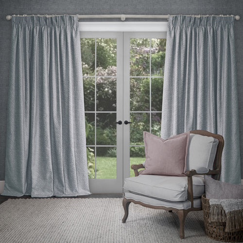 Voyage Maison Farley Woven Chenille Pencil Pleat Curtains in Sky