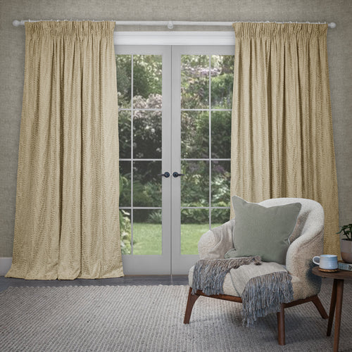 Voyage Maison Fernbank Embroidered Pencil Pleat Curtains in Lemongrass