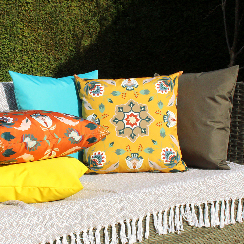 furn. Folk Flora Outdoor Cushion Cover in Ochre
