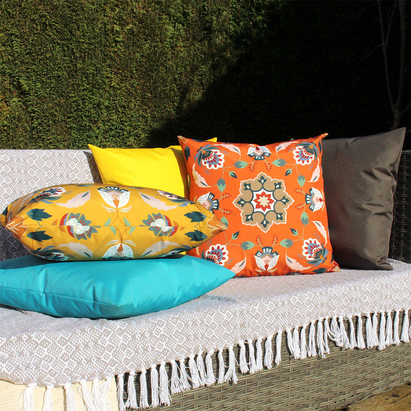 Folk Flora Outdoor Cushion Orange