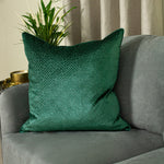 Paoletti Florence Embossed Velvet Cushion Cover in Emerald