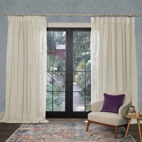 Voyage Maison Focus Sheer Woven Pencil Pleat Curtains in Pearl