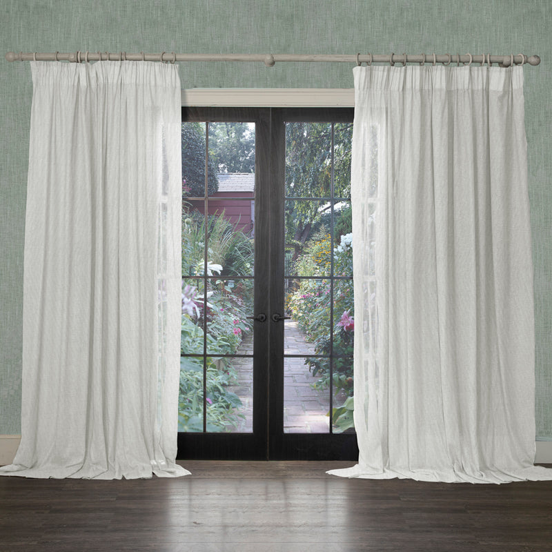 Voyage Maison Focus Sheer Woven Pencil Pleat Curtains in Snow