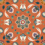 Folk Flora Floral Duvet Cover Set Orange