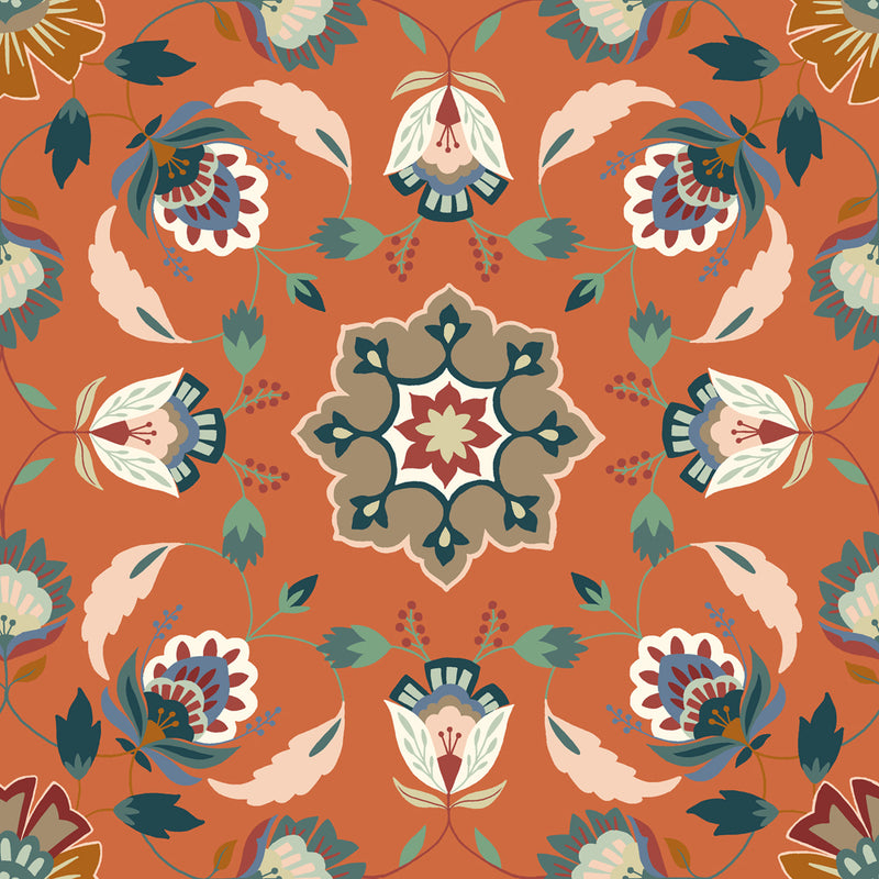 furn. Folk Flora Floral Duvet Cover Set in Orange