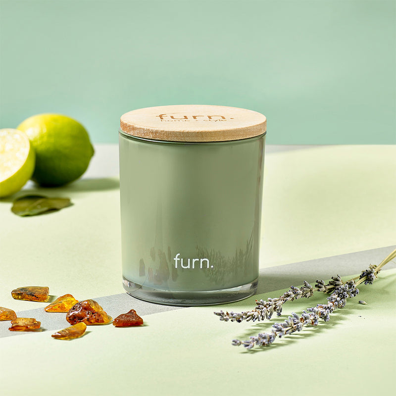 furn. Amazonia Botanica Peppermint + Citrus Scented Glass Candle in Jade