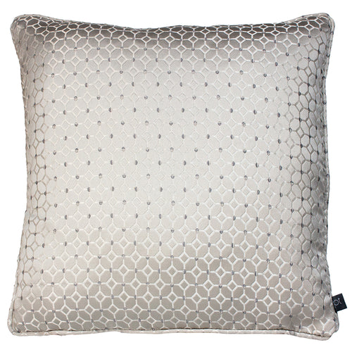 Prestigious Textiles Frame Embroidered Geometric Piped Cushion Cover in Sterling 