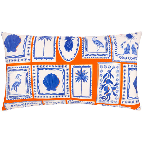furn. Frieze Outdoor Cushion Cover in Coral/Blue