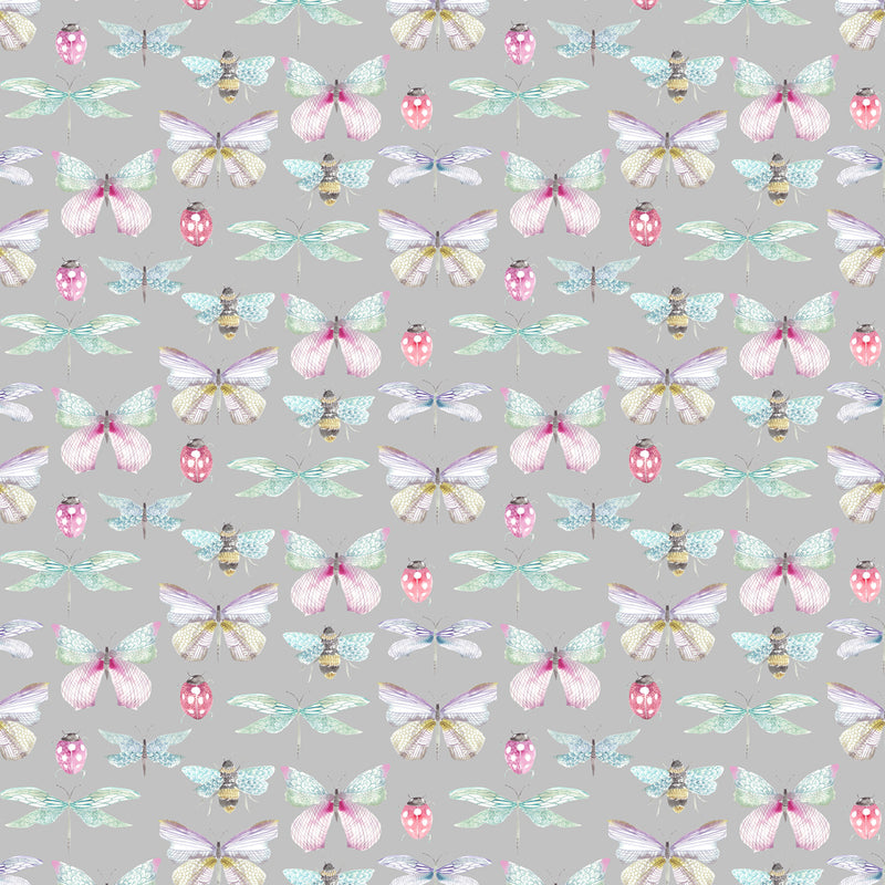 Voyage Maison Garden Wings Butterfly Printed Oil Cloth Fabric (By The Metre) in Pastel