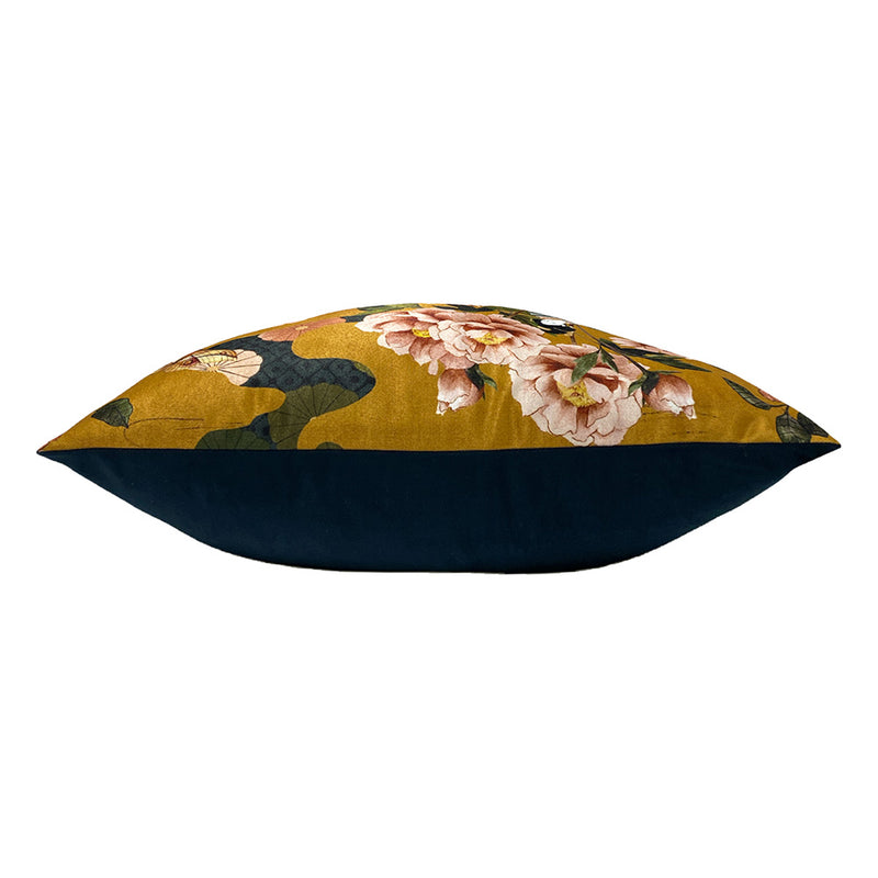Paoletti Geisha Floral Cushion Cover in Ochre