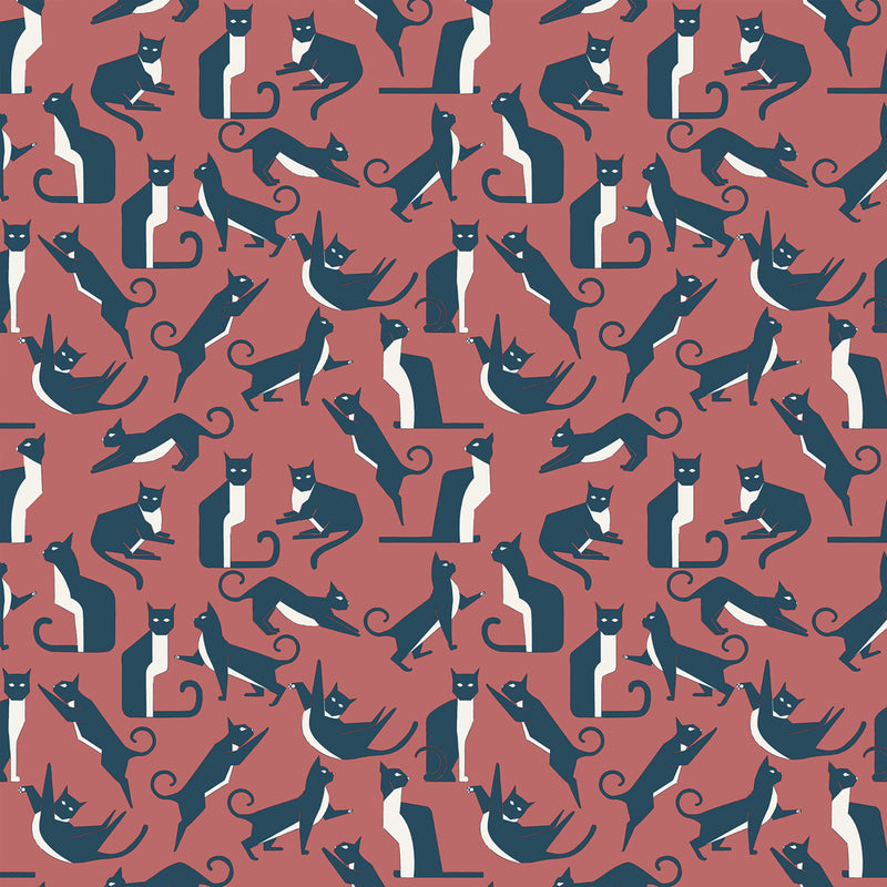 furn. Geo Cat Wallpaper Sample in Pink