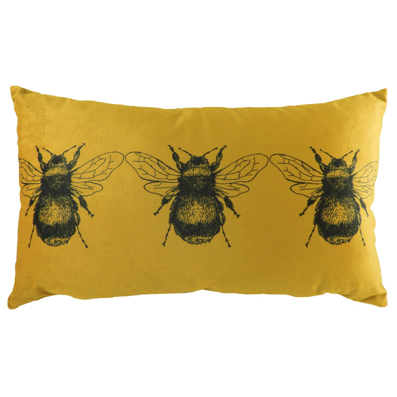 Evans Lichfield Gold Bee Rectangular Velvet Cushion Cover in Gold