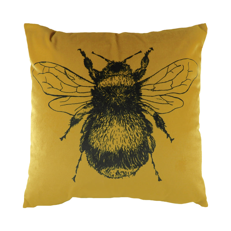 Evans Lichfield Gold Bee Velvet Cushion Cover in Gold
