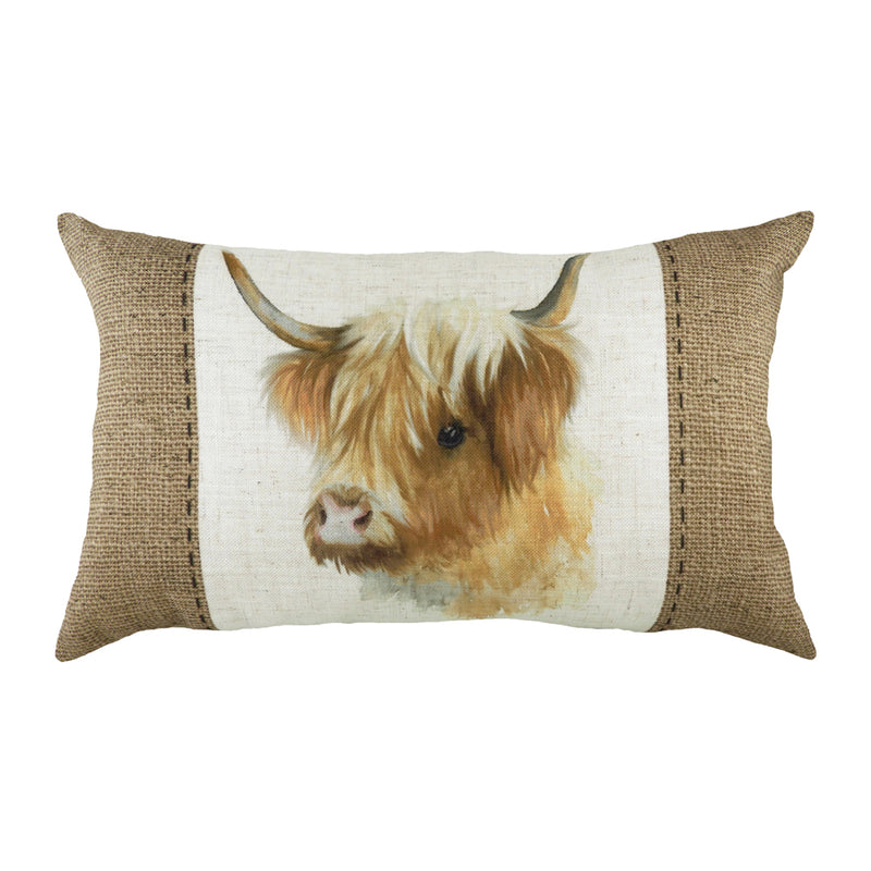 Evans Lichfield Hessian Cow Rectangular Cushion Cover in White