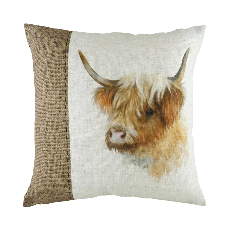 Evans Lichfield Hessian Cow Square Cushion Cover in White