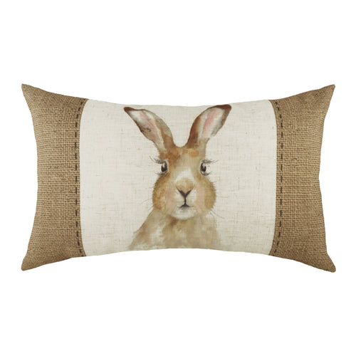 Evans Lichfield Hessian Hare Rectangular Cushion Cover in White
