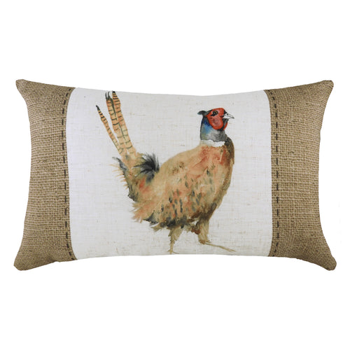 Evans Lichfield Hessian Pheasant Rectangular Cushion Cover in White