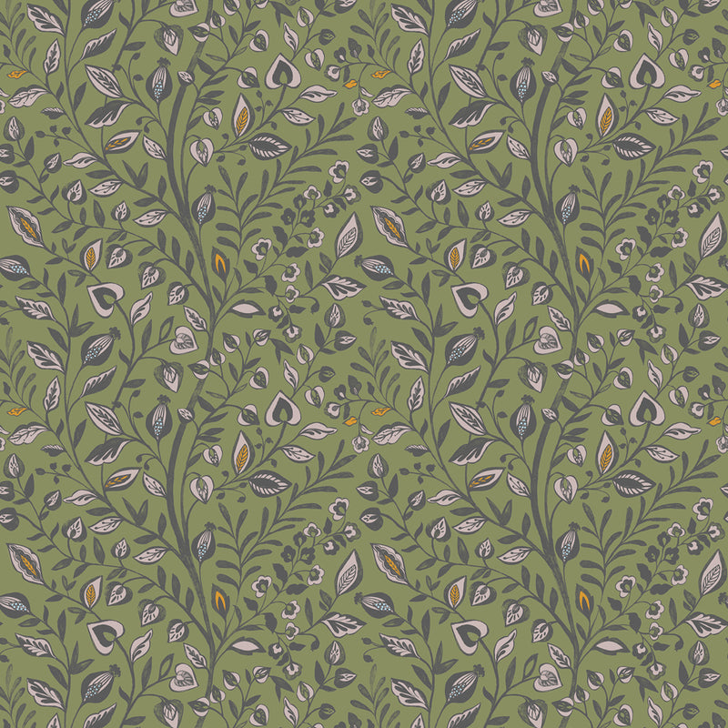 Voyage Maison Harlow Printed Cotton Fabric in Olive