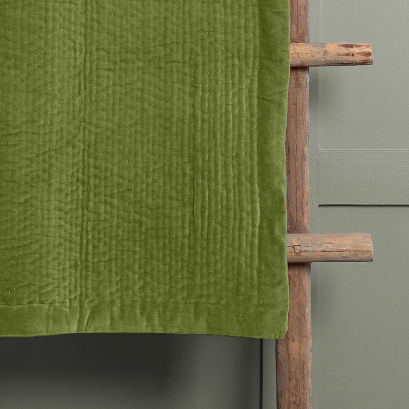 Additions Haze Velvet Quilted Throw in Grass