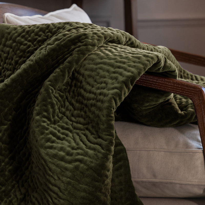 Additions Haze Velvet Quilted Throw in Sage
