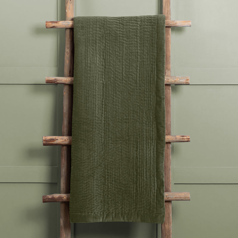 Additions Haze Velvet Quilted Throw in Sage