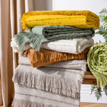 furn. Hazie Woven Fringed Throw in Griege