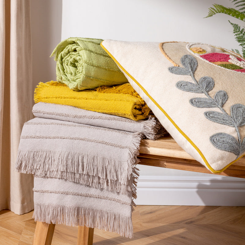 furn. Hazie Woven Fringed Throw in Pistachio