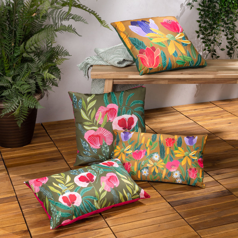 Wylder House of Bloom Celandine Rectangular Outdoor Cushion Cover in Saffron