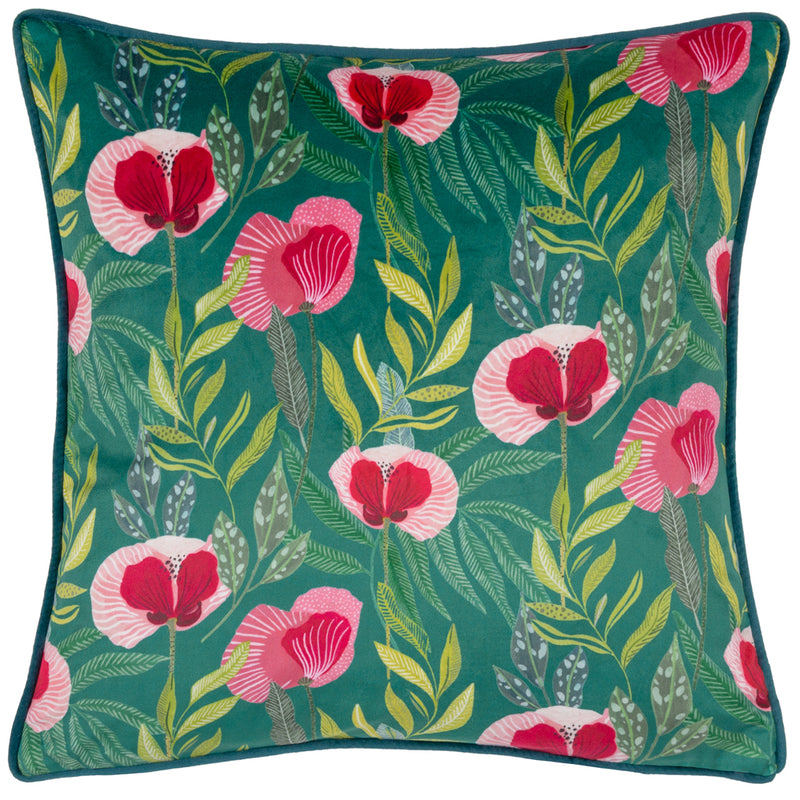 Wylder House of Bloom Poppy Cushion Cover in Teal
