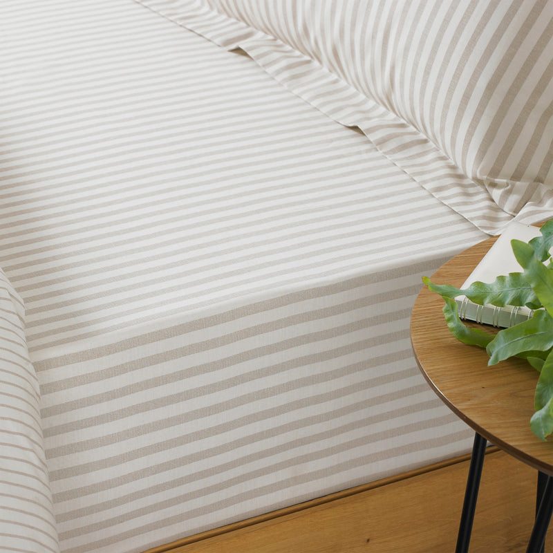 Hebden Striped Fitted Bed Sheet Natural