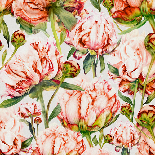 Marie Burke Heligan Printed Cotton Fabric in Coral