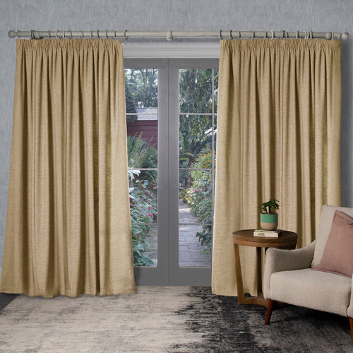 Voyage Maison Helmsley Woven Pencil Pleat Curtains in Corn