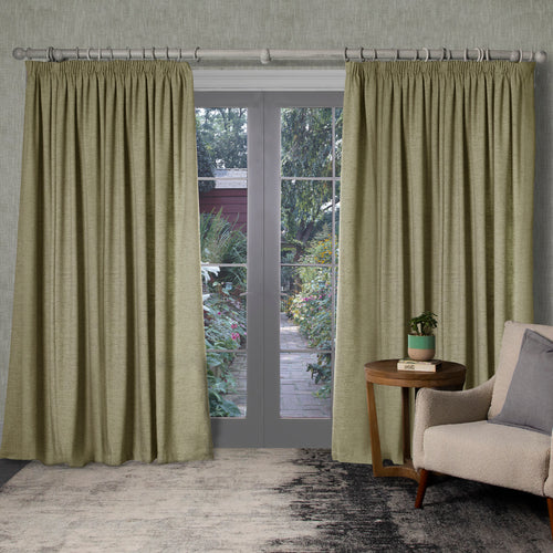 Voyage Maison Helmsley Woven Pencil Pleat Curtains in Sage