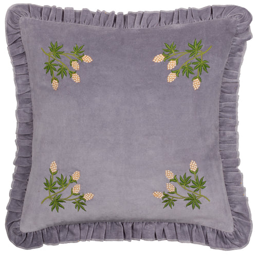 Floral Purple Cushions - Hettie Embroidered Velvet Cushion Cover Lilac furn.