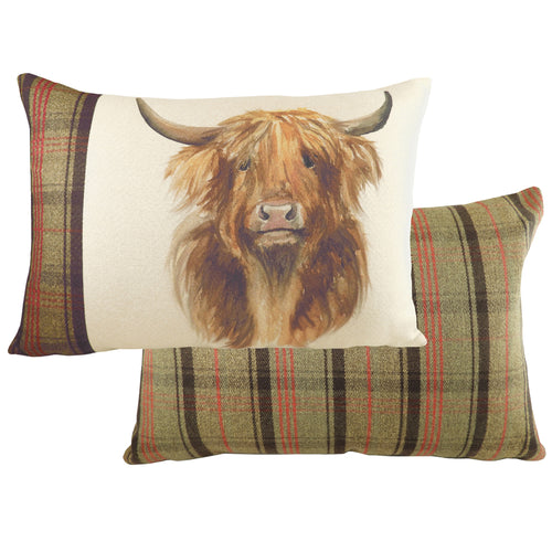 Evans Lichfield Hunter Highland Cow Rectangular Cushion Cover in Sand