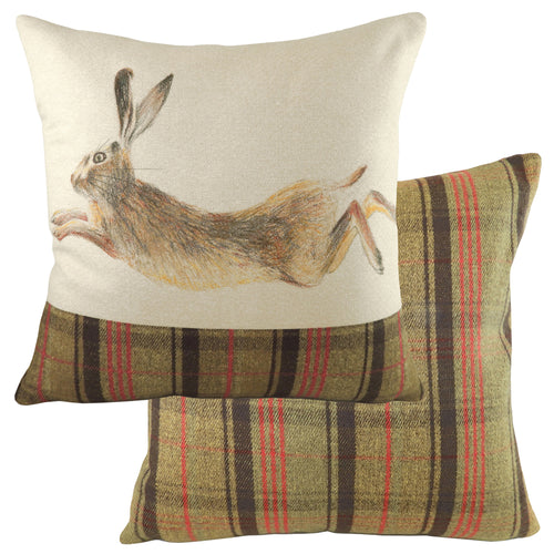 Evans Lichfield Hunter Leaping Hare Square Cushion Cover in Sand