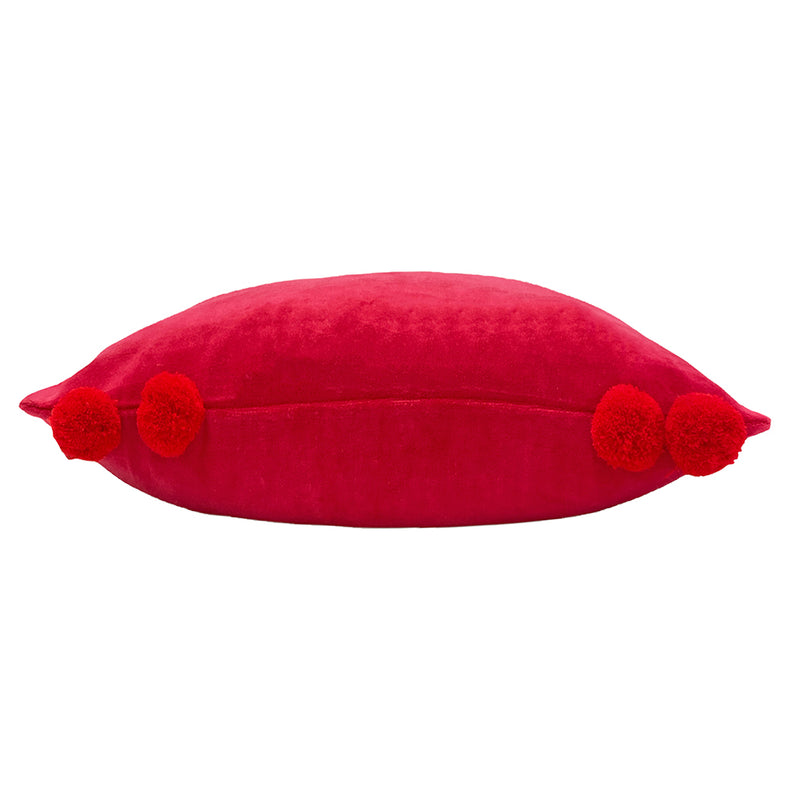 furn. Hoola Pom-Pom Cushion Cover in Fuchsia/Red