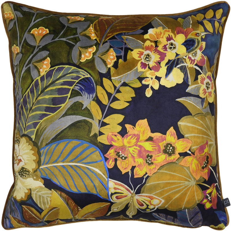 Prestigious Textiles Hidden Paradise Botanical Cushion Cover in Midnight